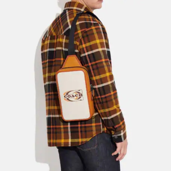 NWT Coach Sling bag Chalk Sullivan Pack with Coach stamp Leather Backpack - Picture 8 of 9